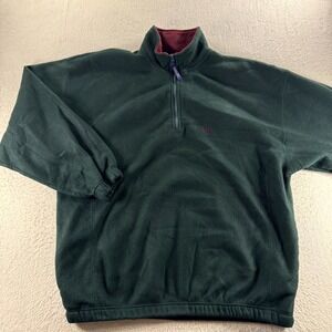 Vintage Bugle Boy Snow Fleece Jacket Mens‎ XL Green Logo Mock Neck Quarter Zip